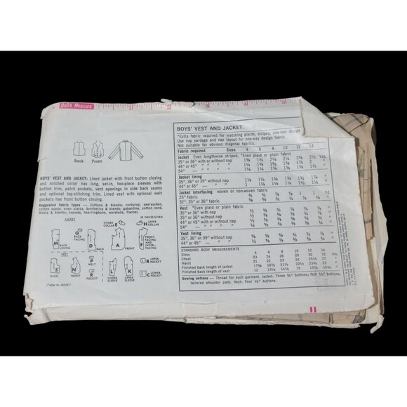 Vtg 1960’s Simplicity Boys Jacket Sewing Pattern #6108 Size 10 Chest 28 - Picture 4 of 6